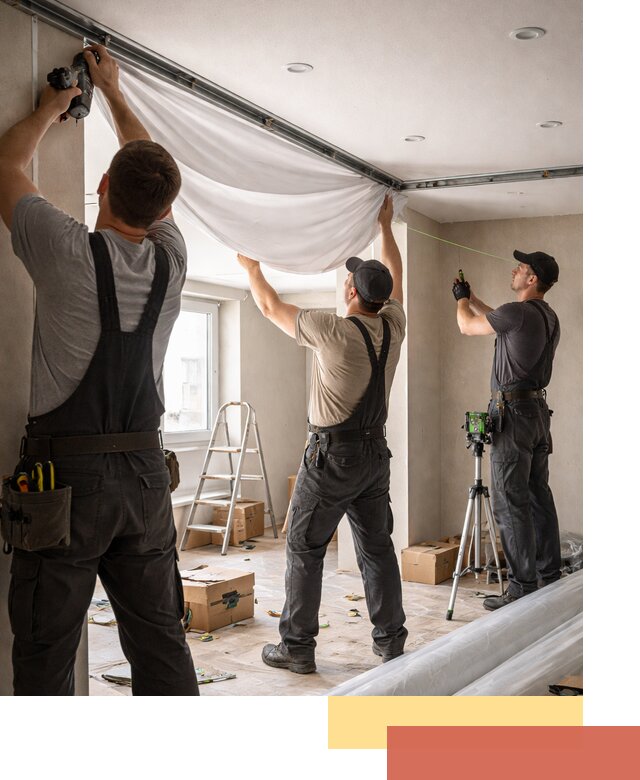 Монтаж парящего натяжного потолка под ключ в слободском