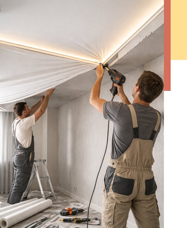 Монтаж натяжного потолка с подсветкой в слободском от 979 руб. | ОТДЕЛОЧНИК-Слб