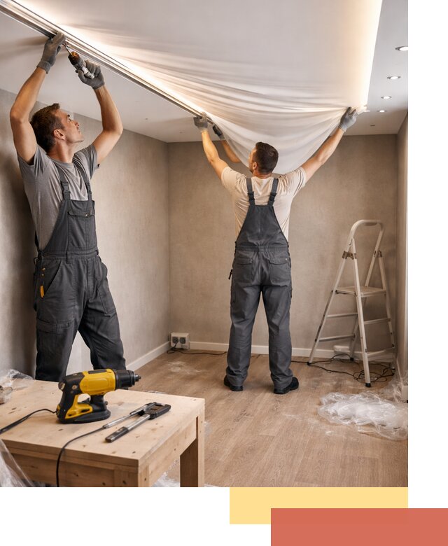 Монтаж натяжного потолка с подсветкой в слободском цена и сроки