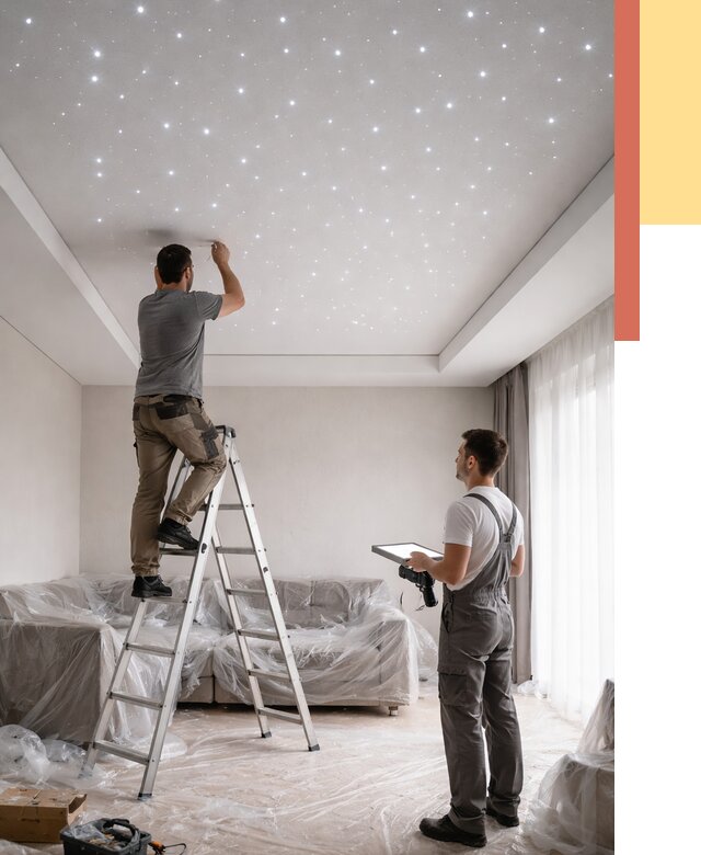 Монтаж натяжного потолка «звездное небо» в слободском от 6698 руб. | ОТДЕЛОЧНИК-Слб