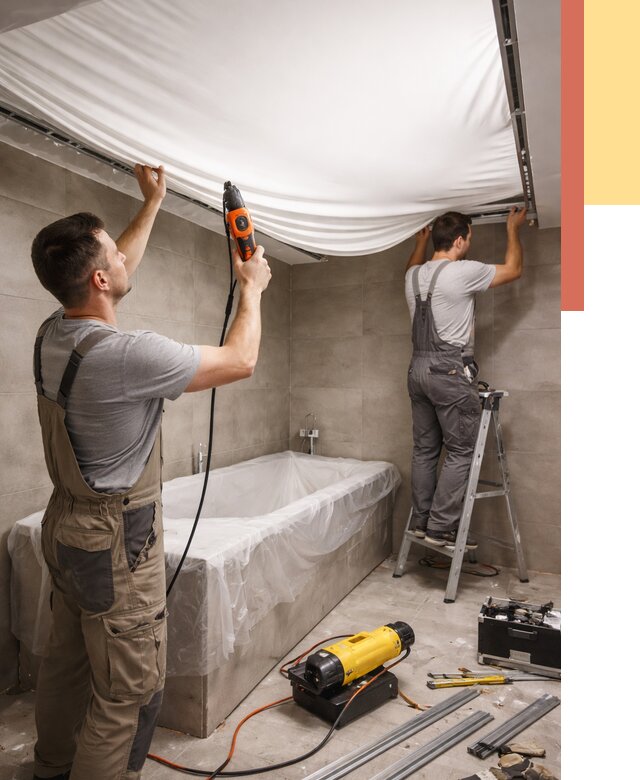 Монтаж натяжного потолка в ванной в слободском от 1237 руб. под ключ | ОТДЕЛОЧНИК-Слб