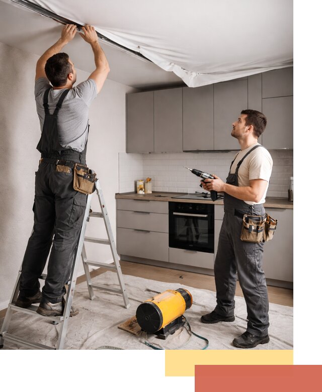 Монтаж натяжного потолка на кухне в слободском