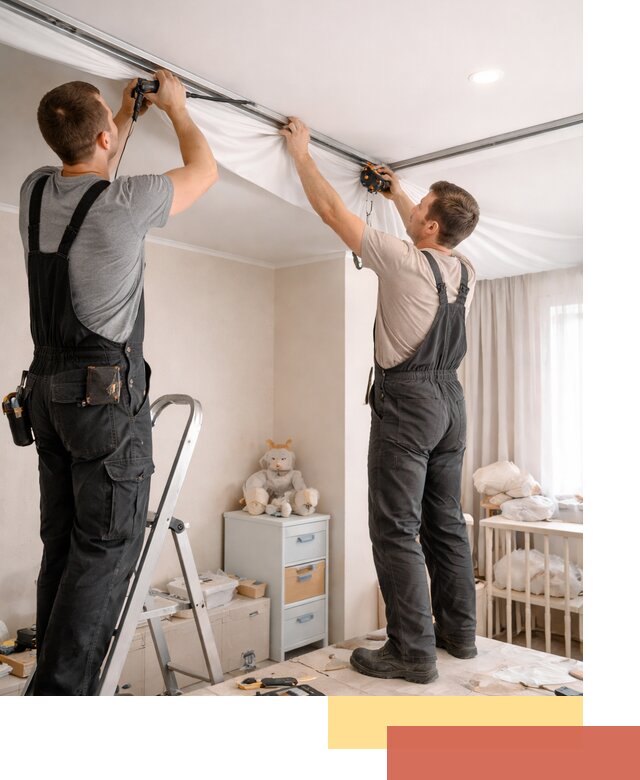 Монтаж натяжного потолка в детской комнате в Слободской