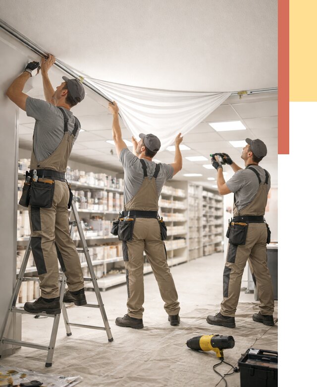 Монтаж натяжного потолка в магазине в слободском от 4637 руб. быстро и недорого | ОТДЕЛОЧНИК-Слб