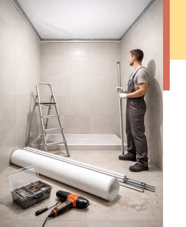 Монтаж натяжного потолка в санузле в слободском от 1906 руб. — ОТДЕЛОЧНИК-Слб