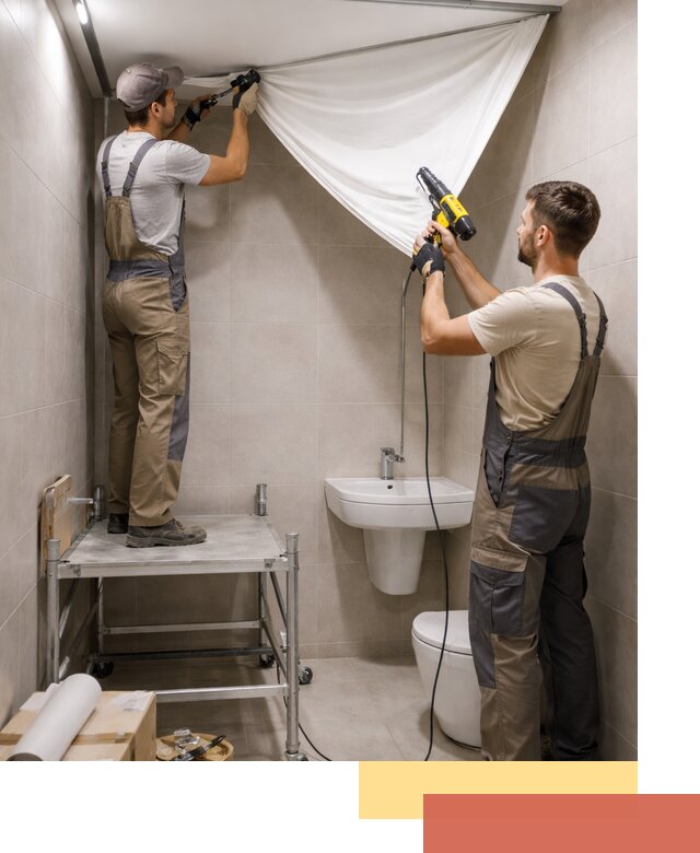 Монтаж натяжного потолка в санузле в слободском