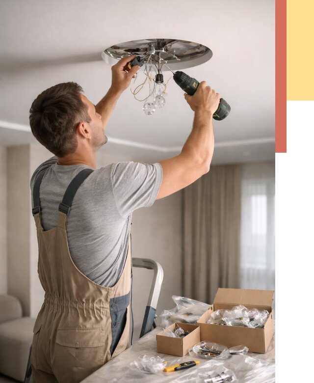 Установка люстры в натяжной потолок в слободском от 1237 руб. | Быстро и недорого — ОТДЕЛОЧНИК-Слб