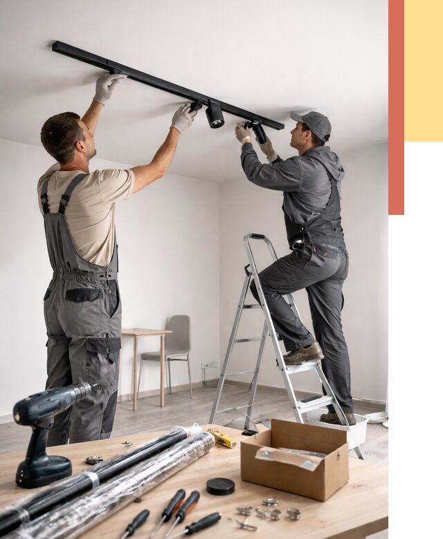 Установка трековых светильников в натяжной потолок в слободском от 4328 руб. | ОТДЕЛОЧНИК-Слб