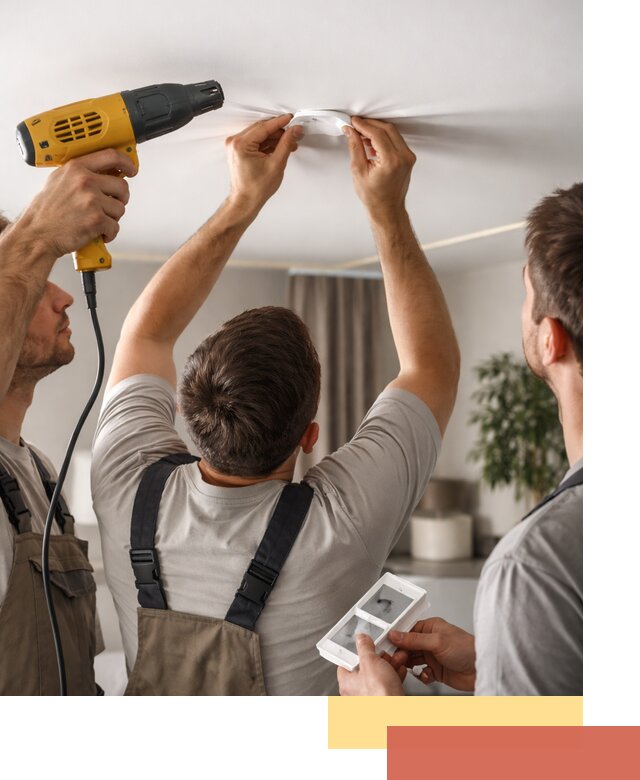 Ремонт прокола полотна натяжного потолка в слободском