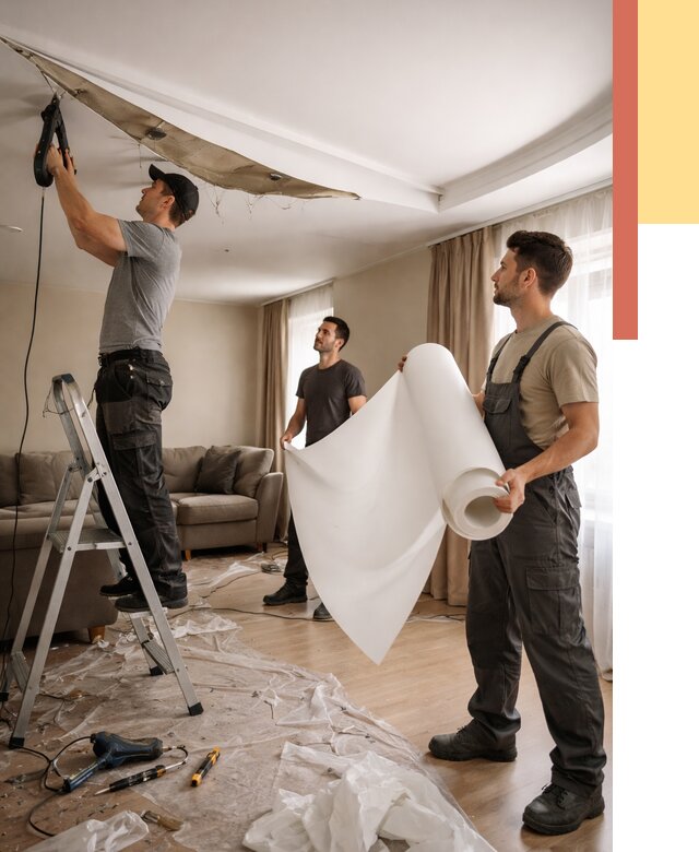 Замена полотна натяжного потолка в слободском от 9790 руб. быстро и недорого | ОТДЕЛОЧНИК-Слб