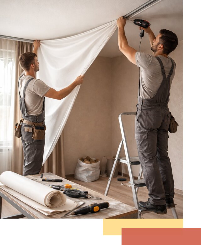 Замена полотна натяжного потолка в слободском быстро и качественно