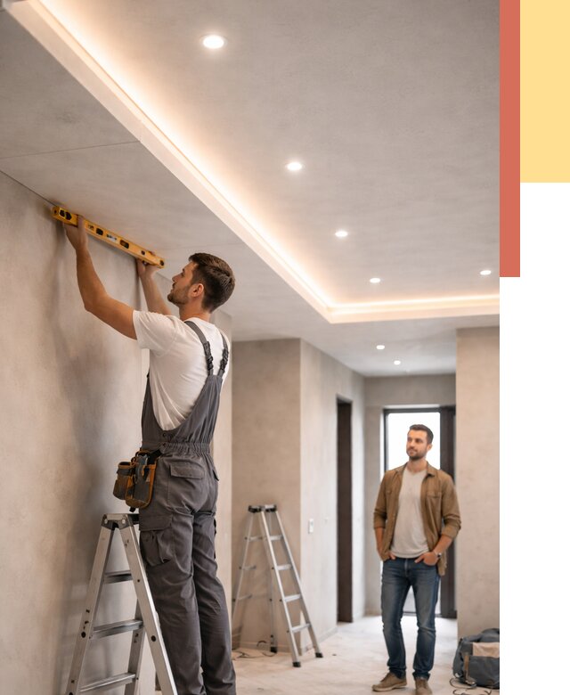 Потолок из гипсокартона с подсветкой в слободском от 773 руб./м2 под ключ | ОТДЕЛОЧНИК-Слб