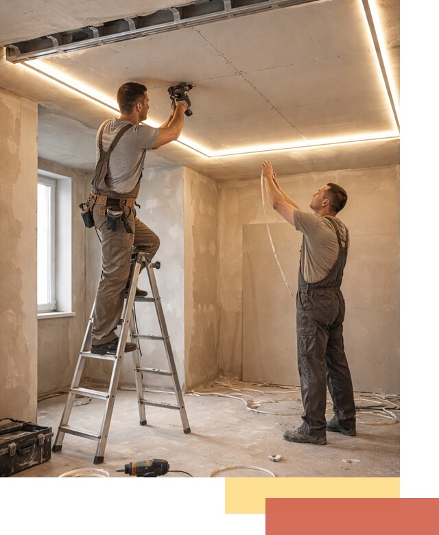 Потолок из гипсокартона с подсветкой в слободском