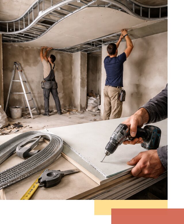 Криволинейный потолок из гипсокартона в слободском — монтаж и отделка