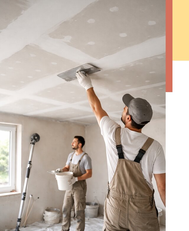Шпаклевка потолка из гипсокартона в слободском от 3298 руб./м2 — услуги под ключ | ОТДЕЛОЧНИК-Слб
