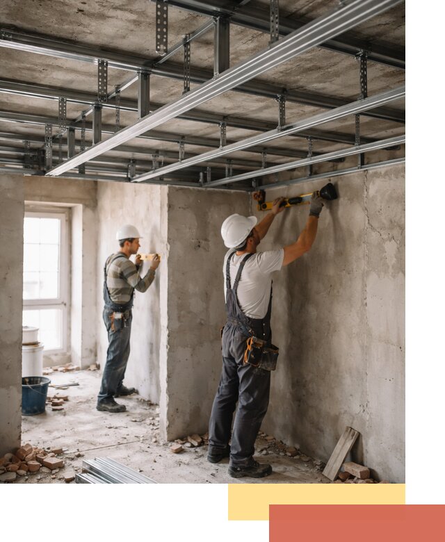 Монтаж каркаса потолка из профильного профиля в слободском