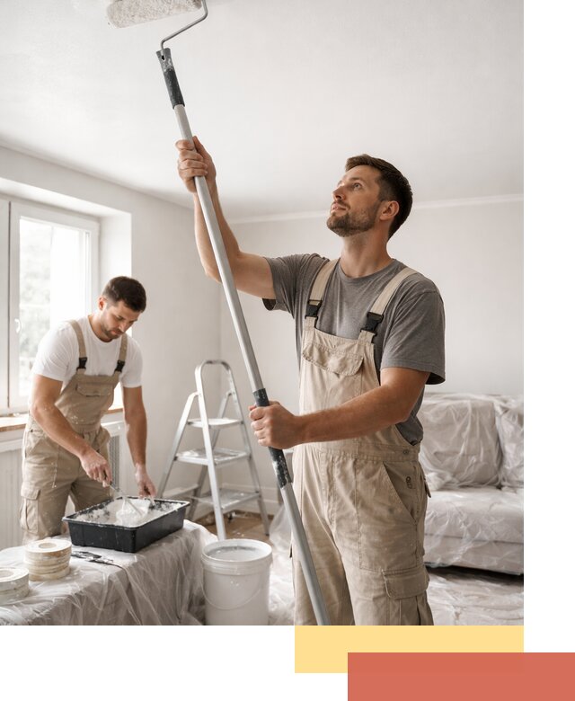 Покраска потолка водоэмульсионной краской в слободском