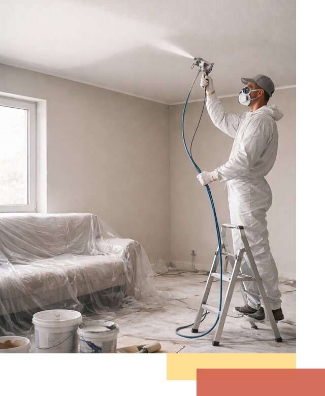 Покраска потолка краскопультом в слободском быстро и качественно