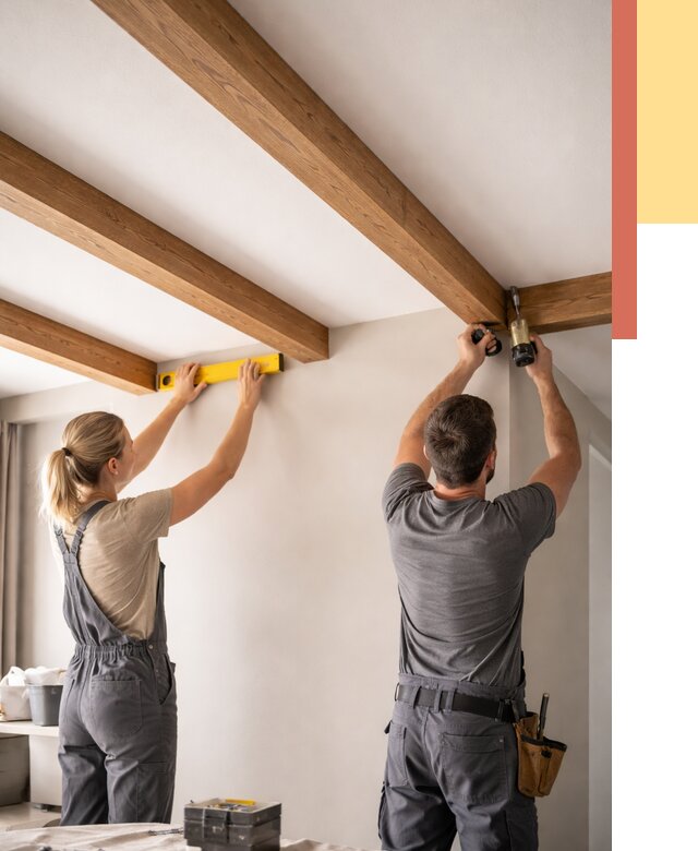 Монтаж декоративных балок на потолок в слободском от 4328 руб. — ОТДЕЛОЧНИК-Слб